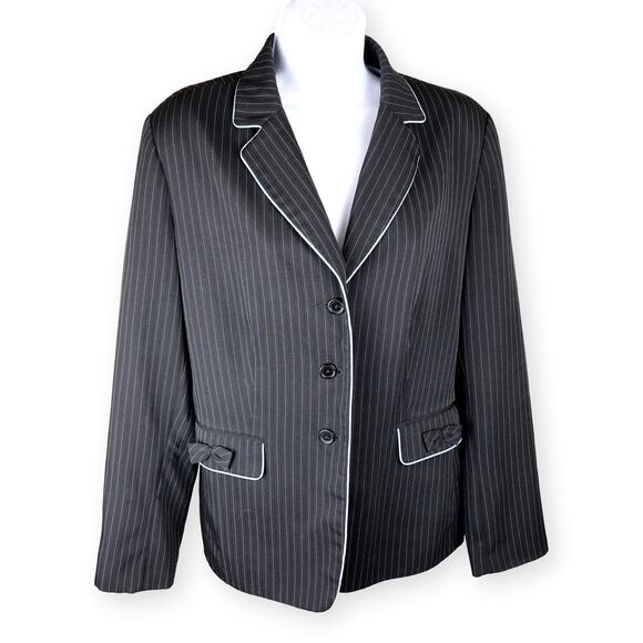 Blacker Stanley Blacker Blazer Black Blue Trim Size 10 - Picture 2 of 14